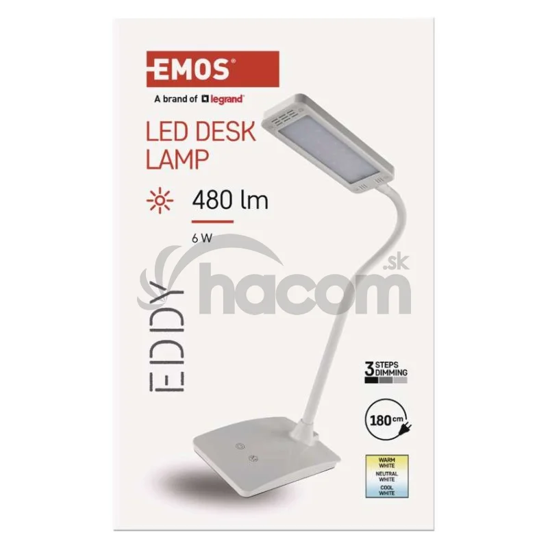 LED stolná lampa Eddy, biela
