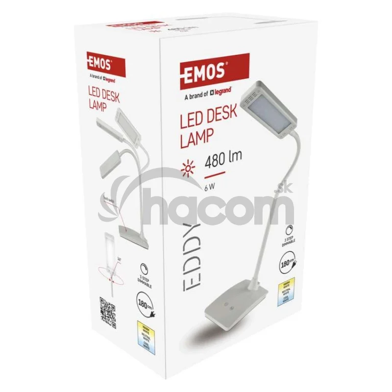 LED stolná lampa Eddy, biela