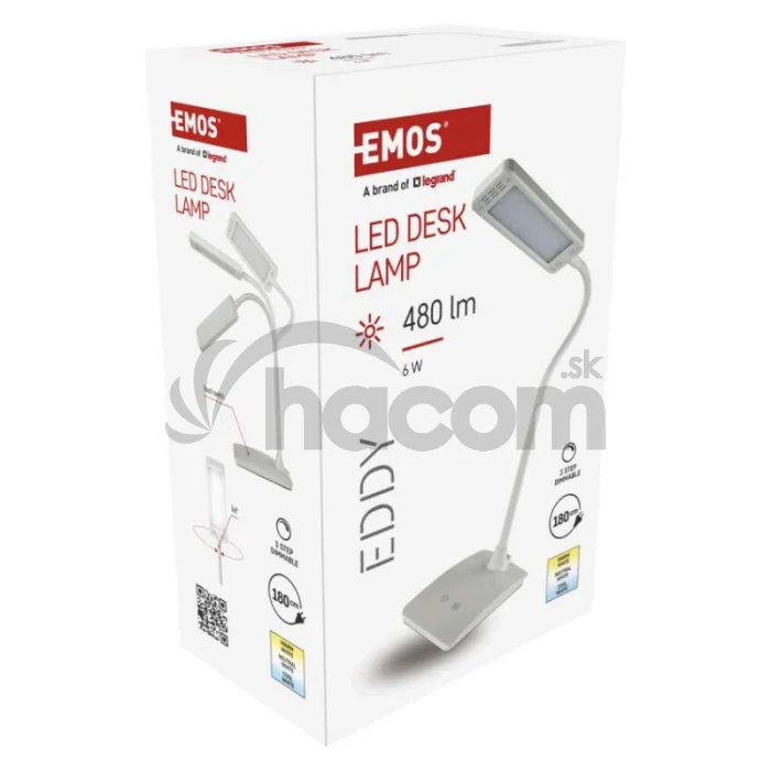 LED stolná lampa Eddy, biela