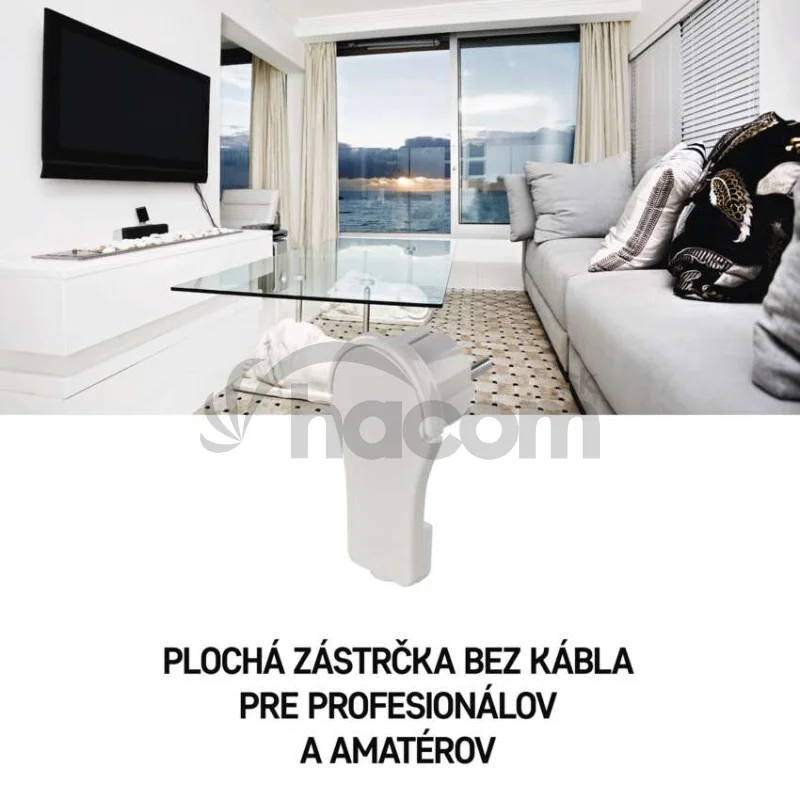 Vidlica uhlová pre predlžovací kábel, biela