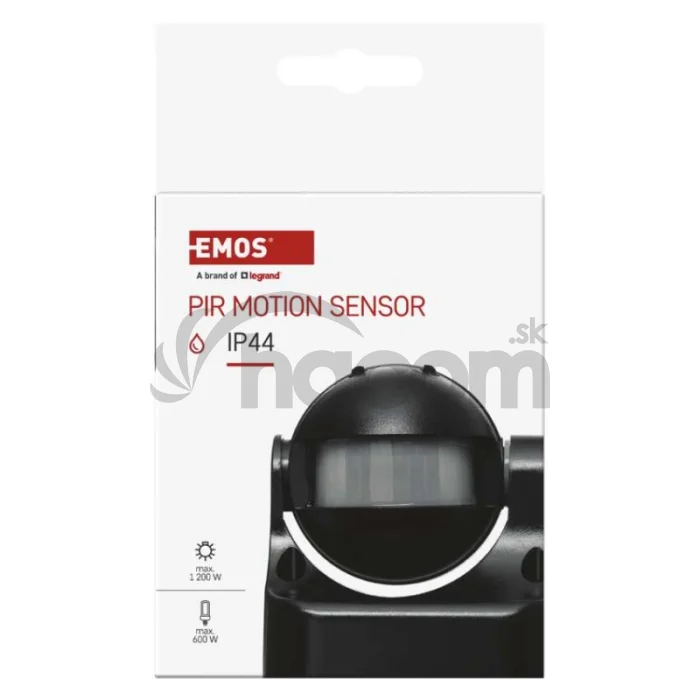 PIR senzor (pohybové čidlo) IP44 1200W, čierny
