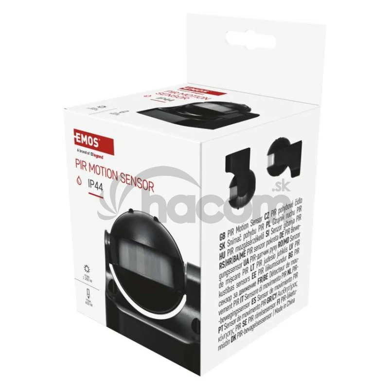 PIR senzor (pohybové čidlo) IP44 1200W, čierny
