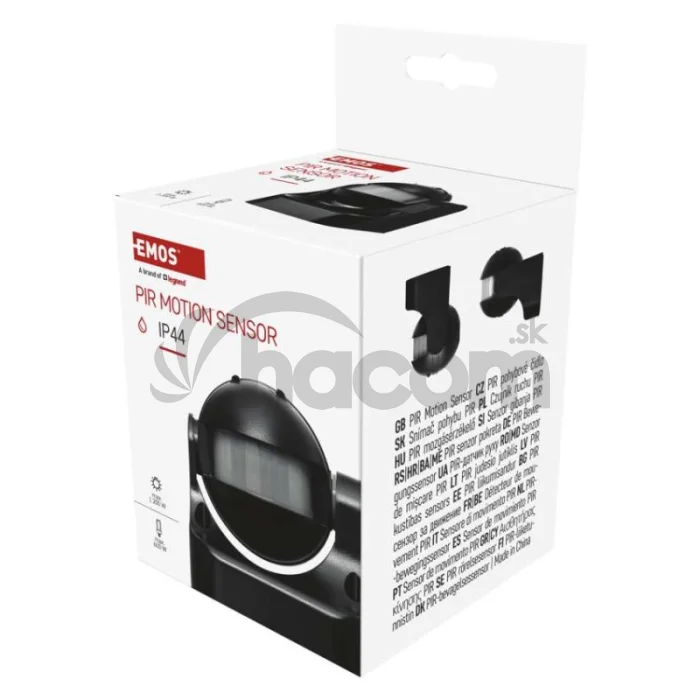PIR senzor (pohybové čidlo) IP44 1200W, čierny
