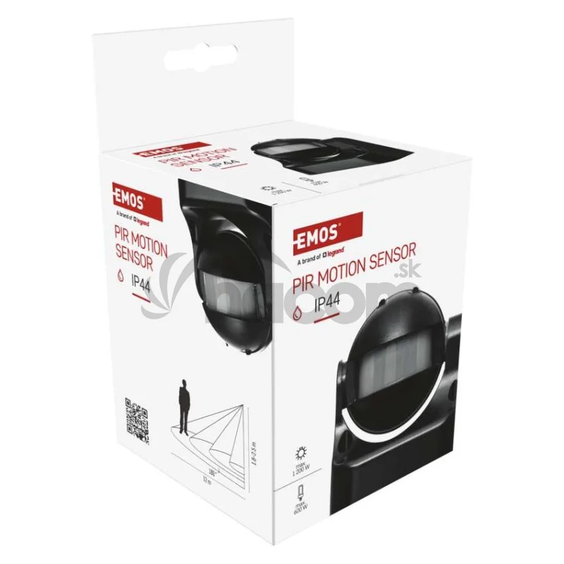 PIR senzor (pohybové čidlo) IP44 1200W, čierny