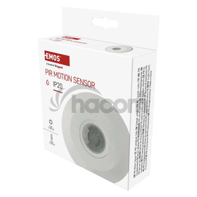 PIR senzor (pohybové čidlo) IP20 2000W, biely