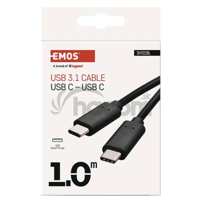 Nabíjací a dátový kábel USB-C 3.1 / USB-C 3.1, 1 m, čierny