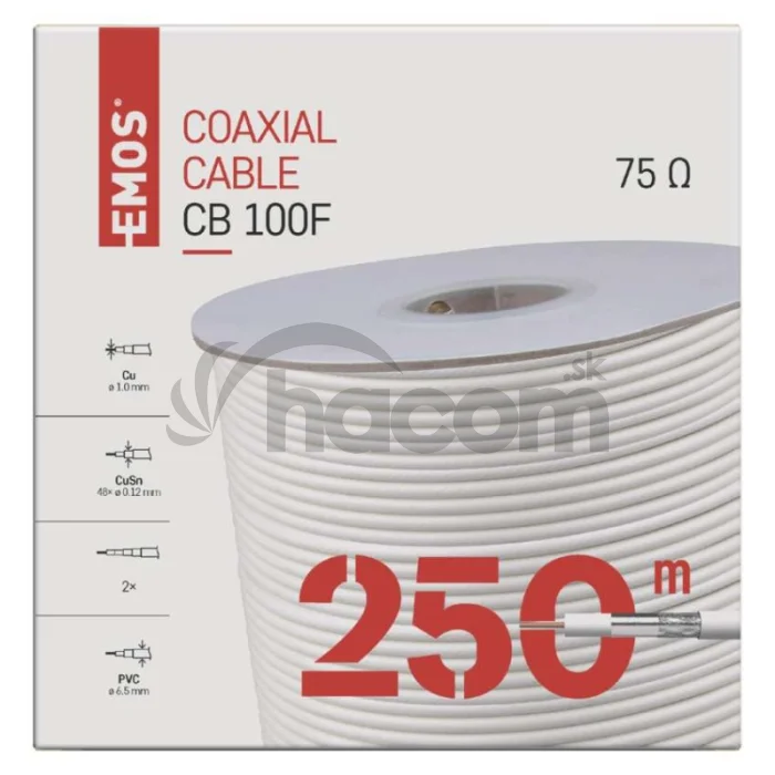 Koaxiálny kábel CB100F, 250m