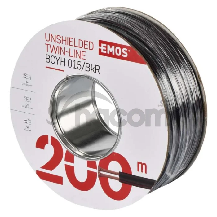 Dvojlinka netienená 2×0,15mm čierno/červená, 200m