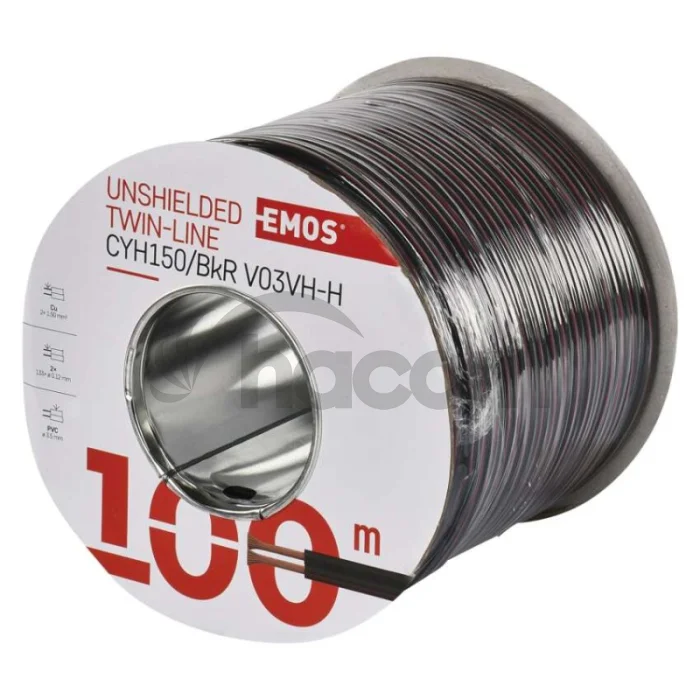 Dvojlinka netienená 2×1,5mm černo-rudá, 100m