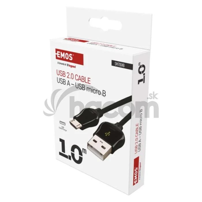 Nabíjací a dátový kábel USB-A 2.0 / micro USB-B 2.0, Quick Charge, 1 m, čierny