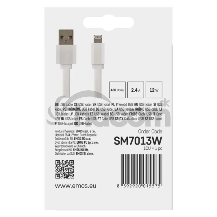 Nabíjací a dátový kábel USB-A 2.0 / Lightning MFi, 1 m, biely