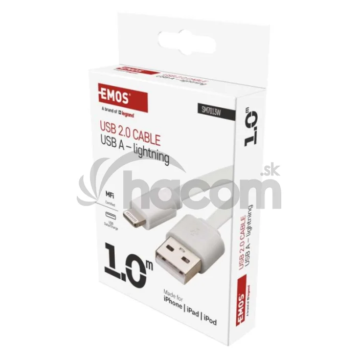 Nabíjací a dátový kábel USB-A 2.0 / Lightning MFi, 1 m, biely