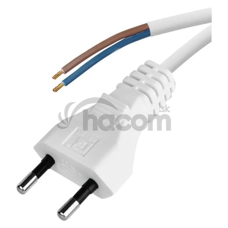 Flexo šnúra PVC 2× 0,5mm2, 2m, biela