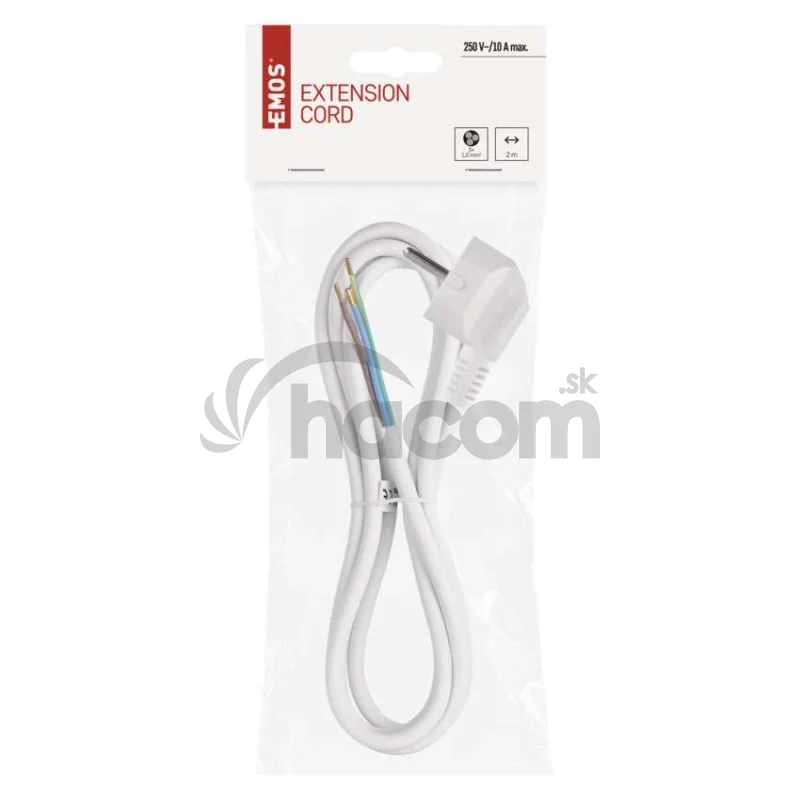 Flexo šnúra PVC 3× 1,0mm2, 2m, biela