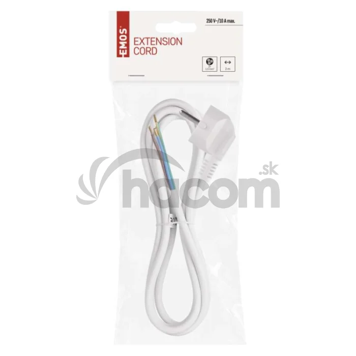 Flexo šnúra PVC 3× 1,0mm2, 2m, biela