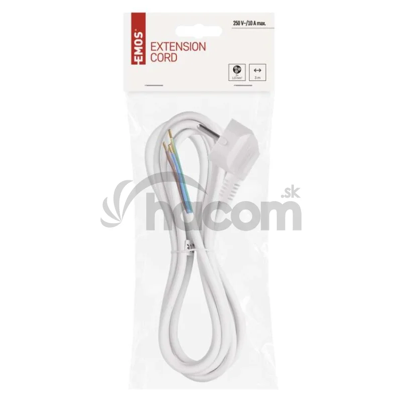 Flexo šnúra PVC 3× 1,0mm2, 3m, biela