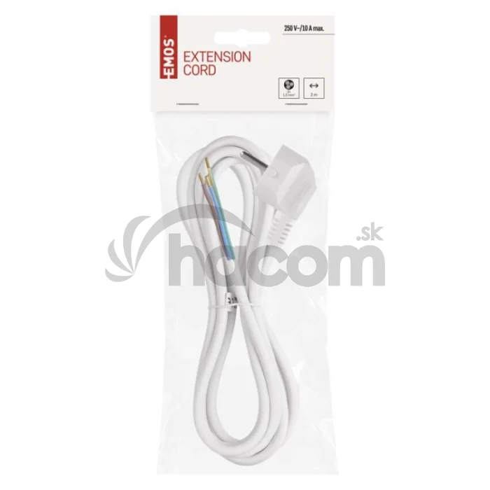 Flexo šnúra PVC 3× 1,0mm2, 3m, biela