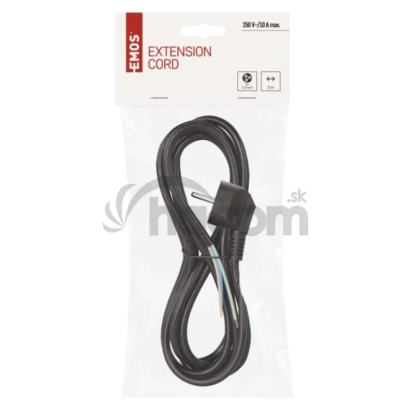 Flexo šnúra PVC 3× 1,0mm2, 3m, čierna