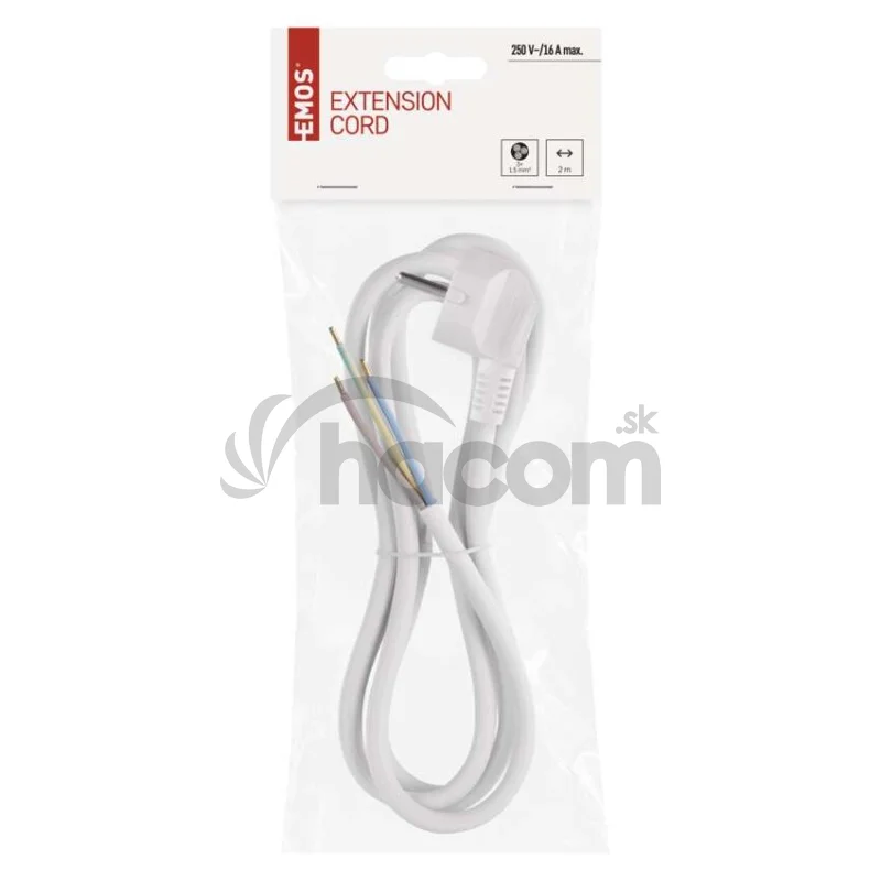 Flexo šnúra PVC 3× 1,5mm2, 2m, biela