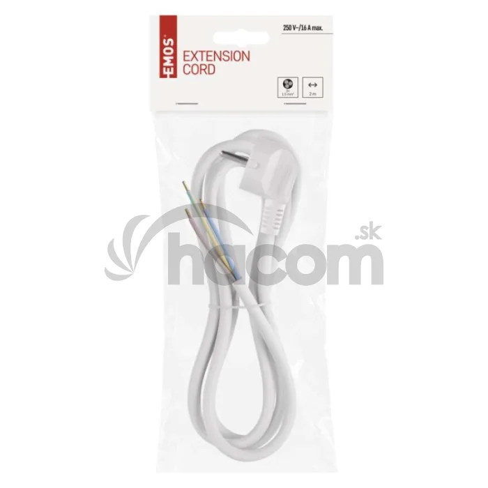 Flexo šnúra PVC 3× 1,5mm2, 2m, biela