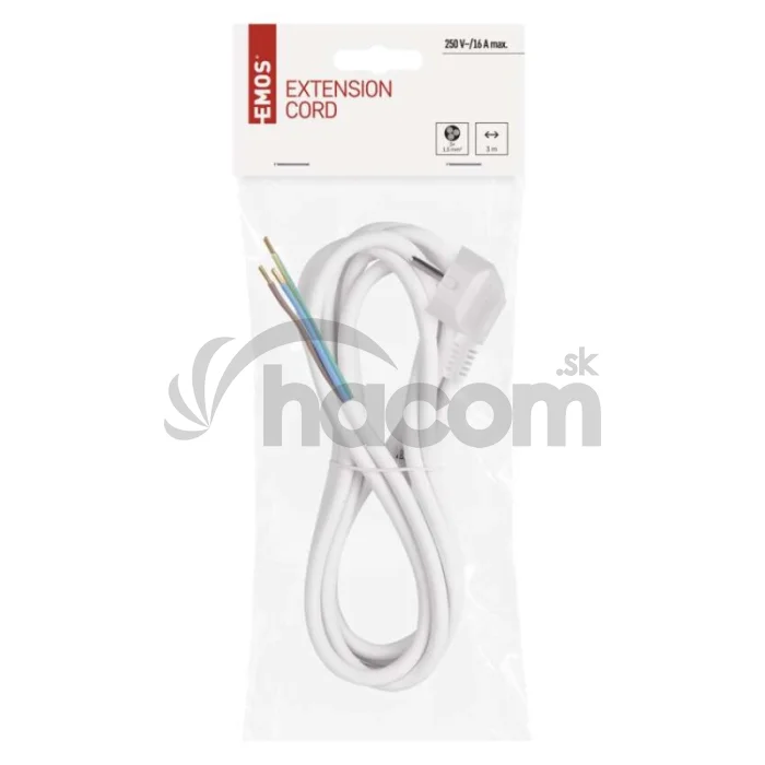 Flexo šnúra PVC 3× 1,5mm2, 3m, biela