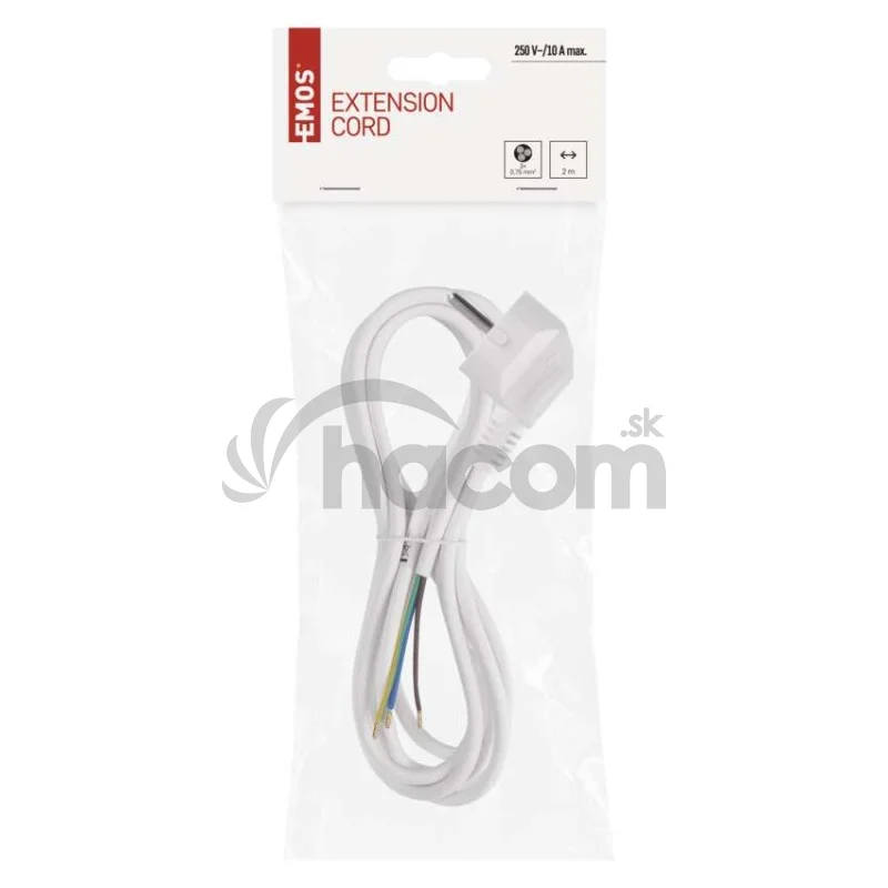 Flexo šnúra PVC 3× 0,75mm2, 2m, biela