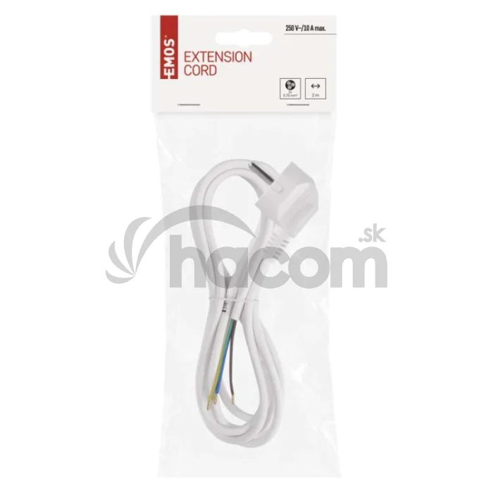 Flexo šnúra PVC 3× 0,75mm2, 2m, biela