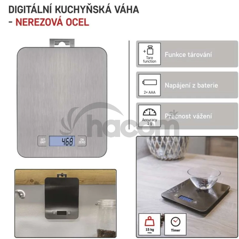 Digitálna kuchynská váha EV023, strieborná