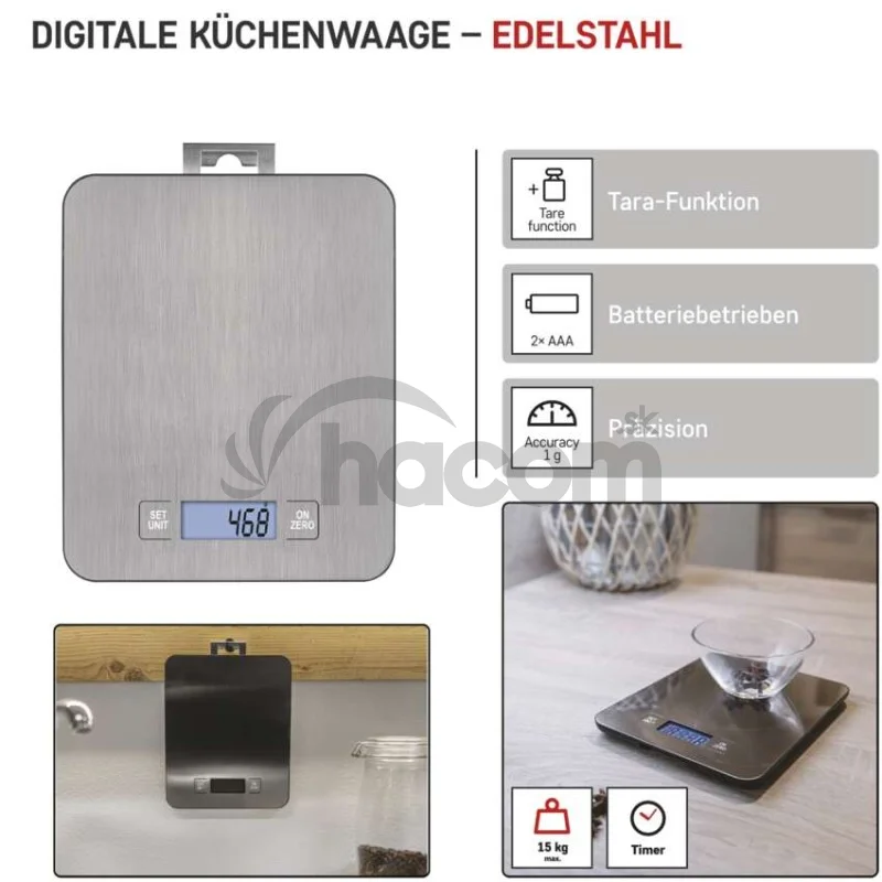 Digitálna kuchynská váha EV023, strieborná