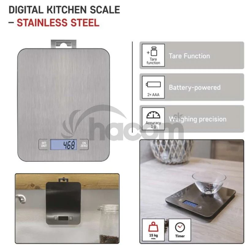 Digitálna kuchynská váha EV023, strieborná