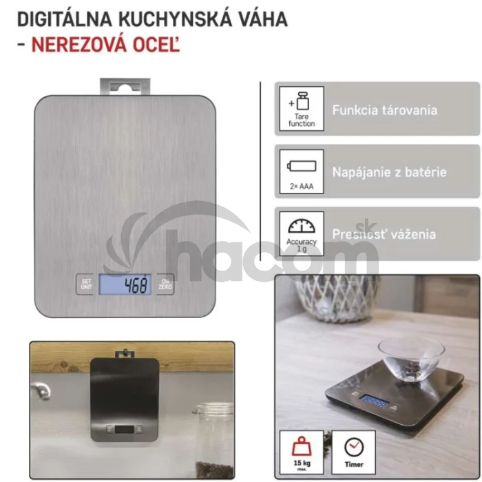 Digitálna kuchynská váha EV023, strieborná