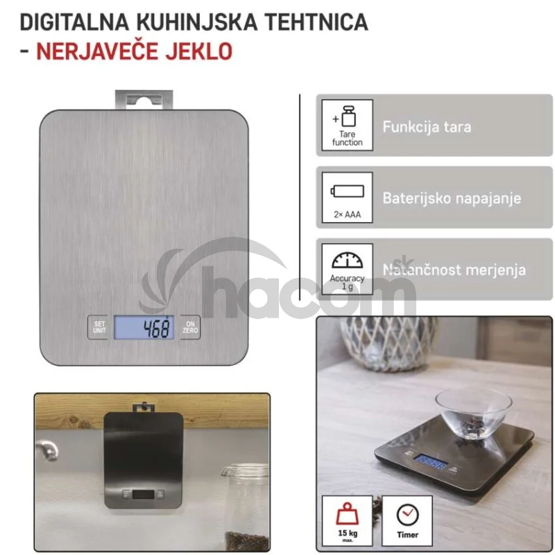 Digitálna kuchynská váha EV023, strieborná
