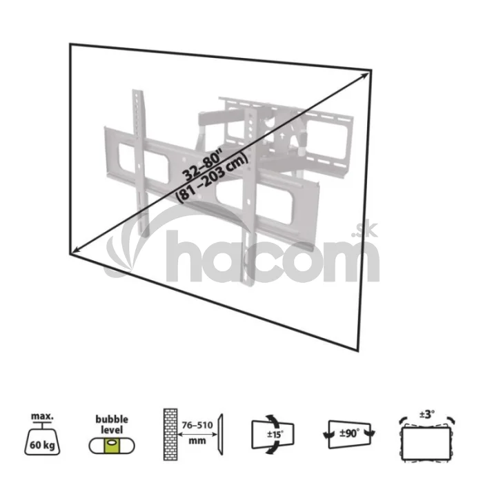 Konzolový držiak LED TV 32–80" (81–203 cm)