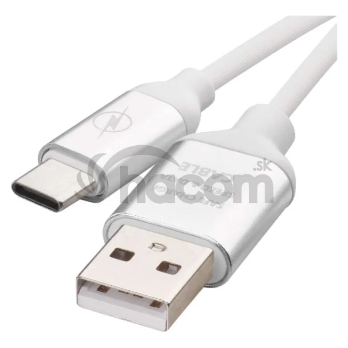 Nabíjací a dátový kábel USB-A 2.0 / USB-C 2.0, 1 m, biely
