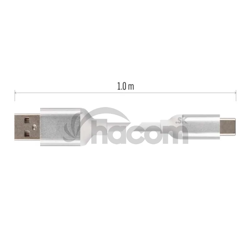 Nabíjací a dátový kábel USB-A 2.0 / USB-C 2.0, 1 m, biely