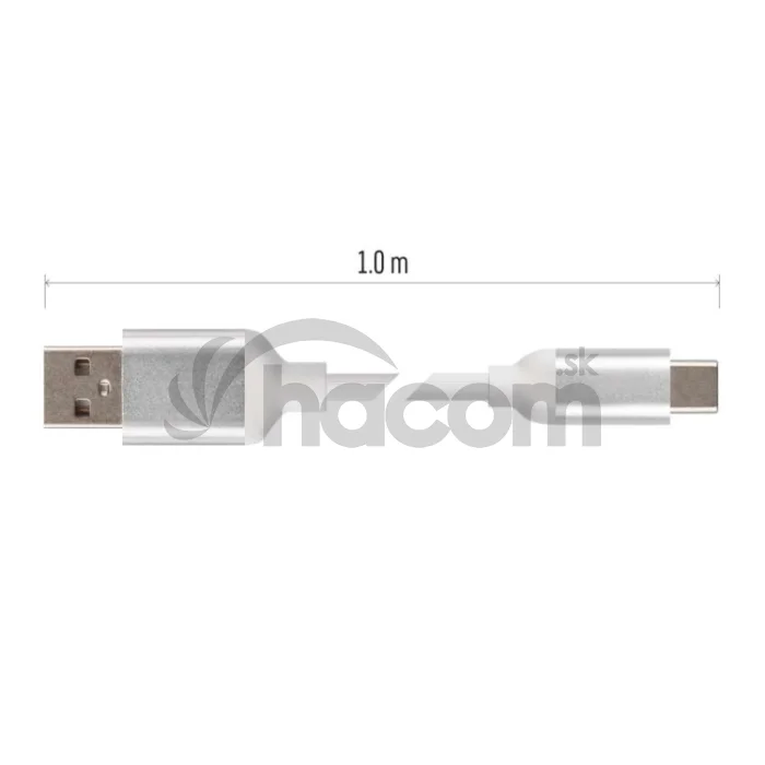 Nabíjací a dátový kábel USB-A 2.0 / USB-C 2.0, 1 m, biely