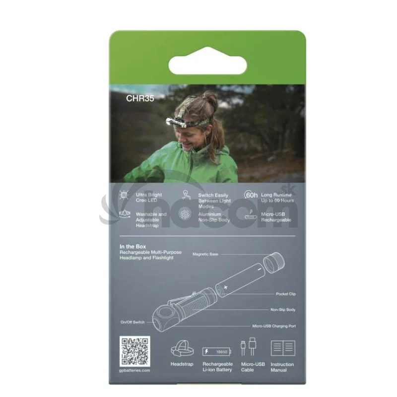 LED nabíjacia čelovka GP Discovery CHR35, 600 lm