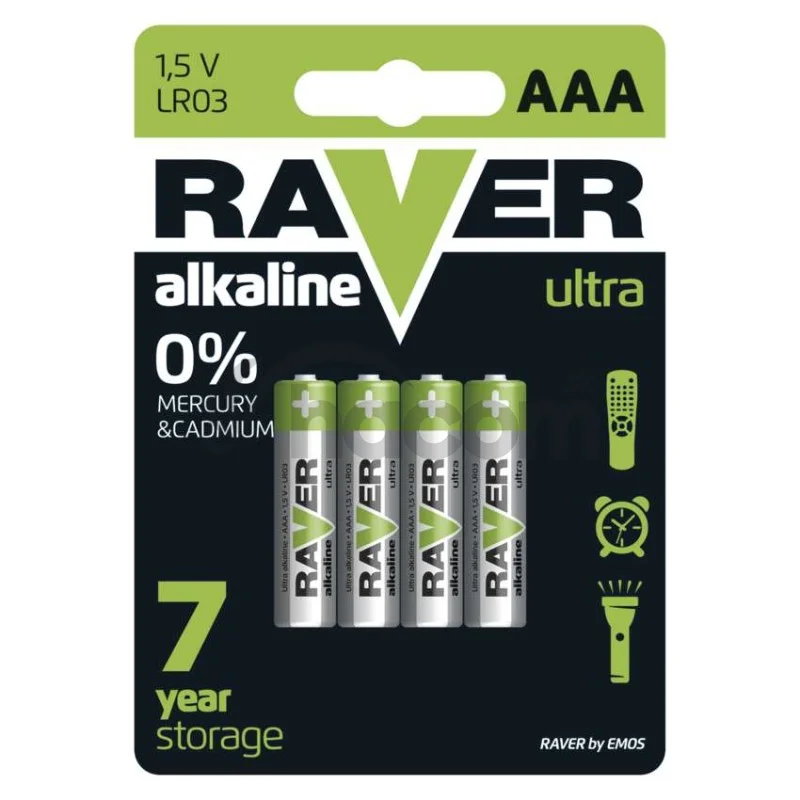 Alkalická batéria RAVER LR03 (AAA), 4 ks