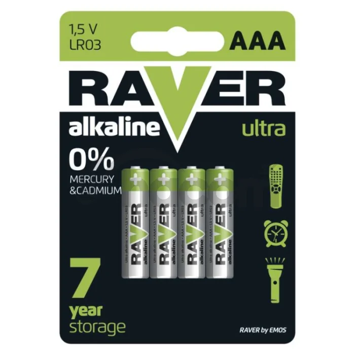 Alkalická batéria RAVER LR03 (AAA), 4 ks