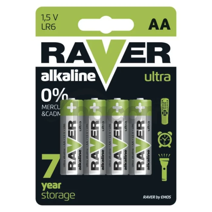 Alkalická batéria RAVER LR6 (AA), 4 ks
