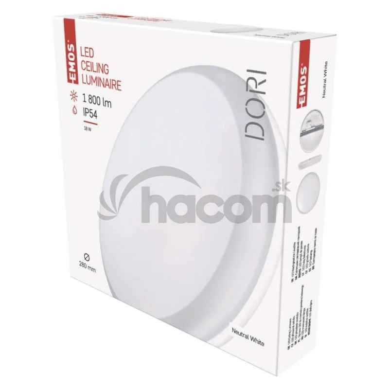 LED prisadené svietidlo DORI, kruh. biele 18W neutr.b., IP54