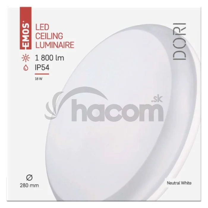 LED prisadené svietidlo DORI, kruh. biele 18W neutr.b., IP54