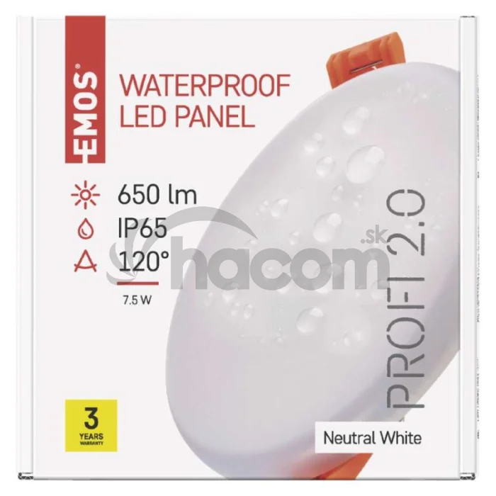 LED panel VIXXO 100mm, kruhový vstavaný biely, 7,5W neut. biela, IP65