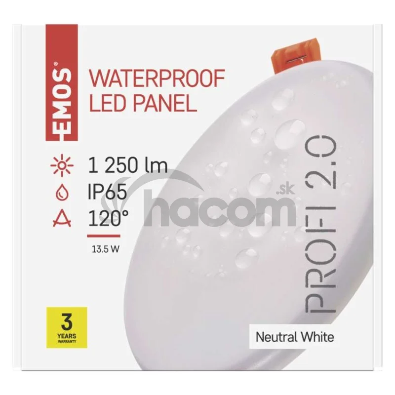 LED panel VIXXO 155mm, kruhový vstavaný biely, 13,5W neutr. b., IP65