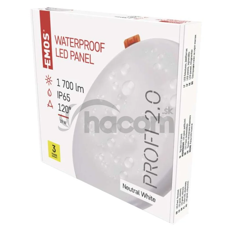 LED panel VIXXO 185mm, kruhový vstavaný biely, 19W neutr. b., IP65