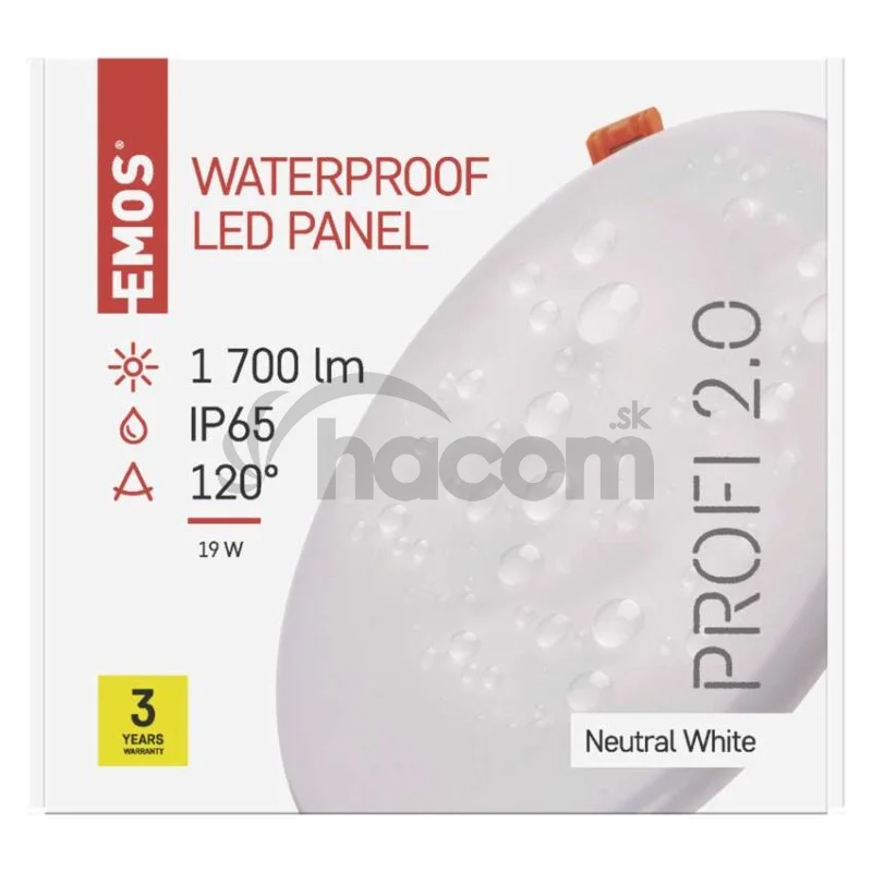 LED panel VIXXO 185mm, kruhový vstavaný biely, 19W neutr. b., IP65