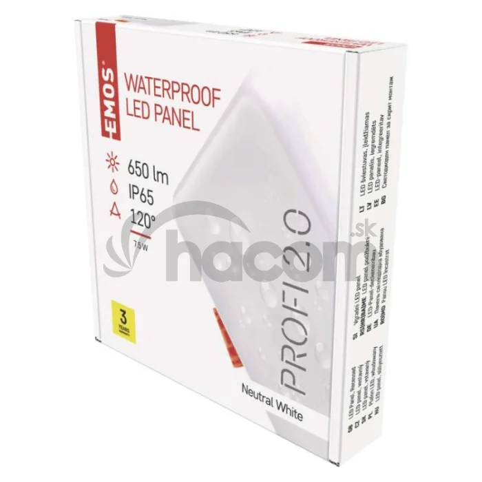 LED panel VIXXO 100×100, štvorcový vstavaný biely,7,5W neutr.b.,IP65