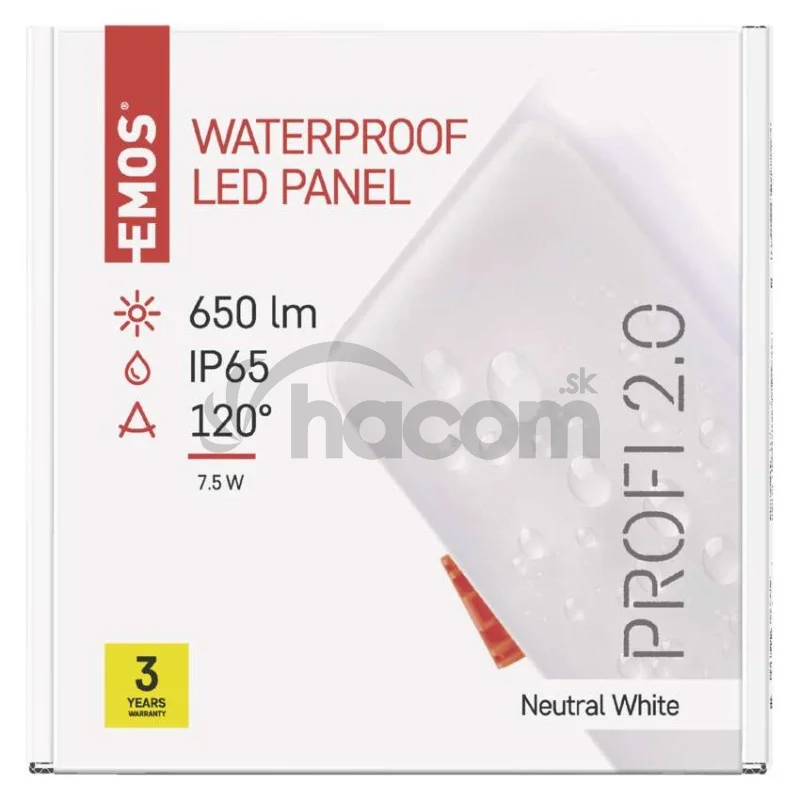 LED panel VIXXO 100×100, štvorcový vstavaný biely,7,5W neutr.b.,IP65