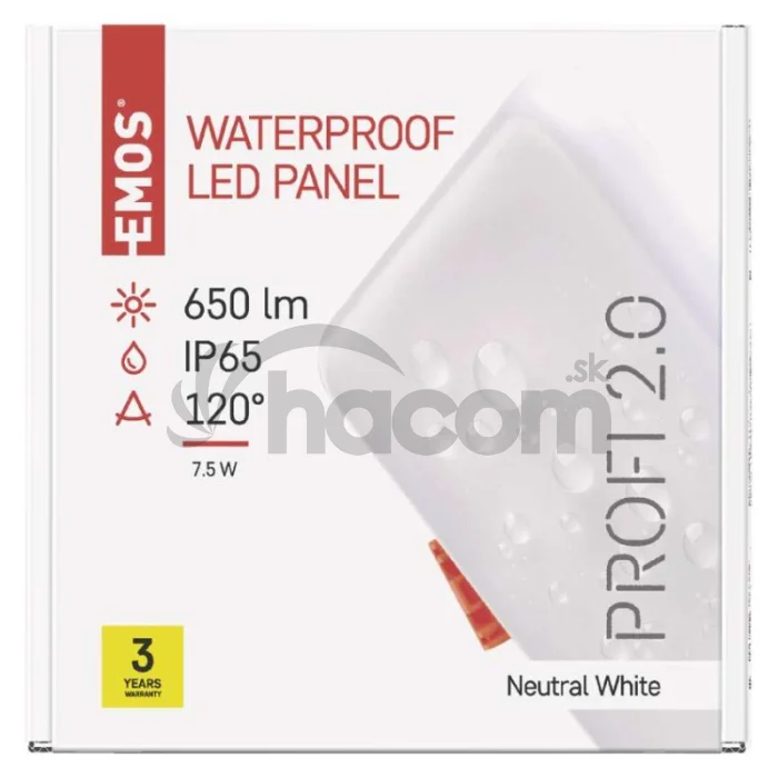 LED panel VIXXO 100×100, štvorcový vstavaný biely,7,5W neutr.b.,IP65