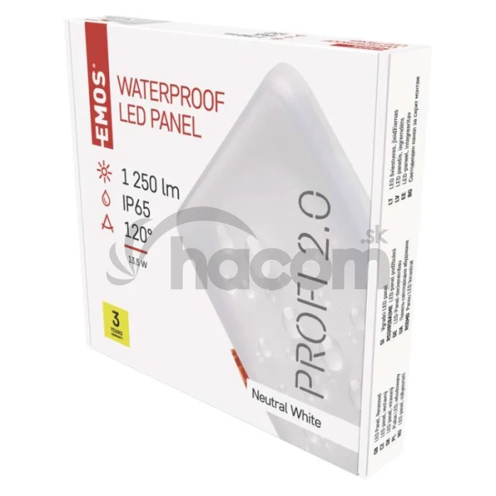 LED panel VIXXO 155×155, štvorcový vstavaný biely,13,5W neut.b.,IP65